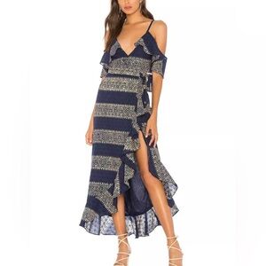 TULAROSA (REVOLVE) MARGIE DRESS IN INDIGO SZ M WRAP MAXI DRESS